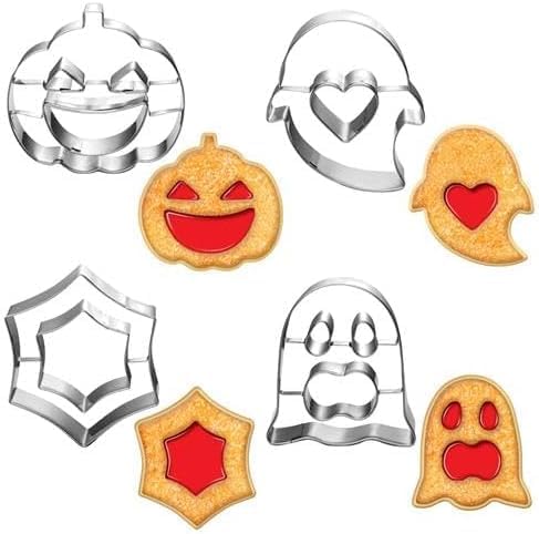 Halloween Cookie Cutter Set-4 Piece-2.5 Inch-Diswasher Safe-Mini Halloween Cookie Cutter Shape for Baking