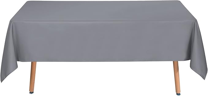 sancua Rectangle Tablecloth - 70 x 90 Inch - Stain and Wrinkle Resistant Washable Polyester Table Cloth, Decorative Fabric Table Cover for Dining Tables, Buffet Parties and Camping, Light Grey