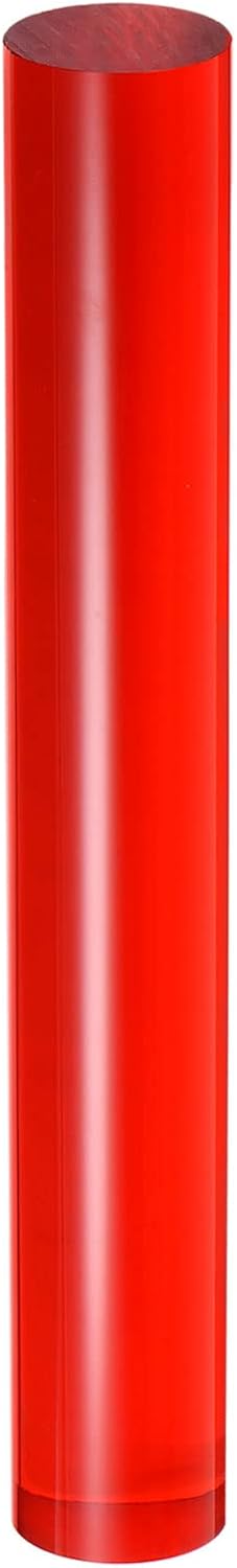 HARFINGTON Acrylic Clay Roller 7.28 Inch x 1 Inch Solid Non-Stick Plastic Round Tube Roller Polymer Clay Rod Fondant Rolling Pin for Shaping, Sculpting, Modeling DIY Crafts, Red