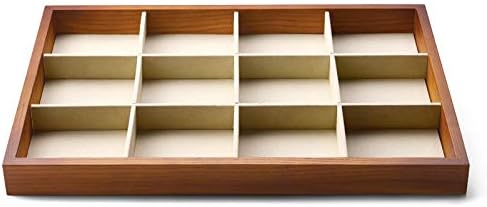 Oirlv 12 Grids Wood Jewelry Organizer Tray Stackable Jewelry Drawer Tray Bracelet/Watch Showcase Display Storage(Creamy-white)