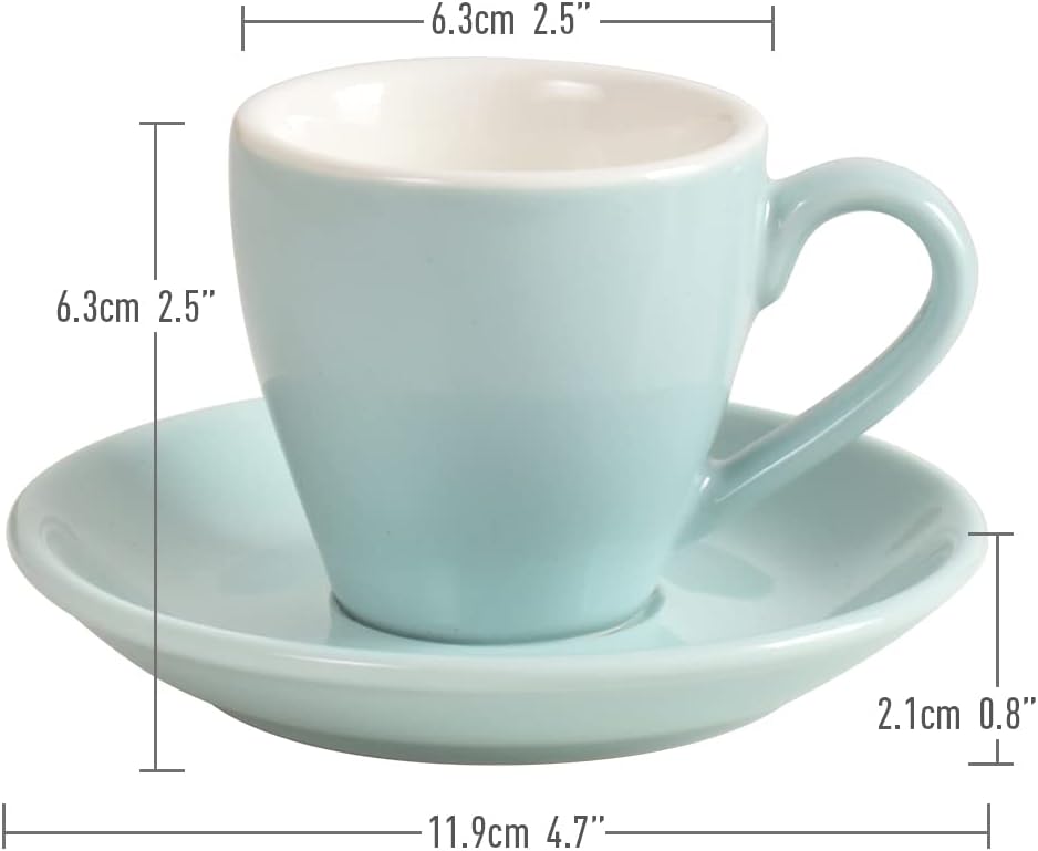 Porcelain Espresso Cup with Saucer, Espresso shot Cup, 80ml/2.7Oz, Blue