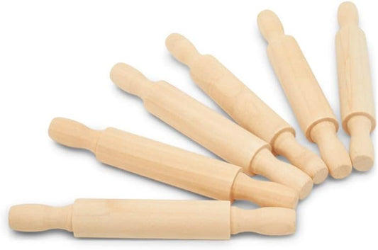 Wooden Mini Rolling Pin, 5 Inches Long, Pack of 25, Great for in The Kitchen, Play-doh, Crafting and Imaginative Play, by Woodpeckers
