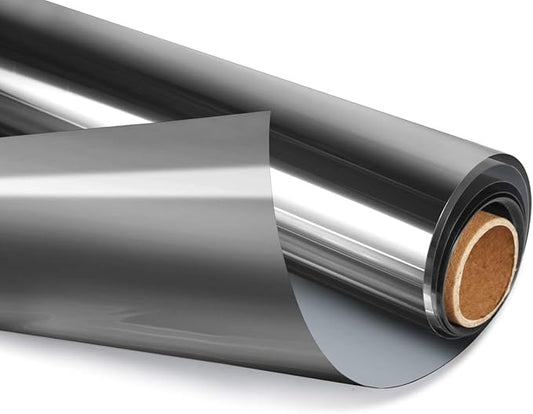 HIDBEA One Way Privacy Window Film, Daytime Mirror Reflective Heat Control UV Sun Blocking Non-Adhesive Static Cling Window Tint for Home and Office(Black-Silver, 35.4 Inch x 8.2 Feet)