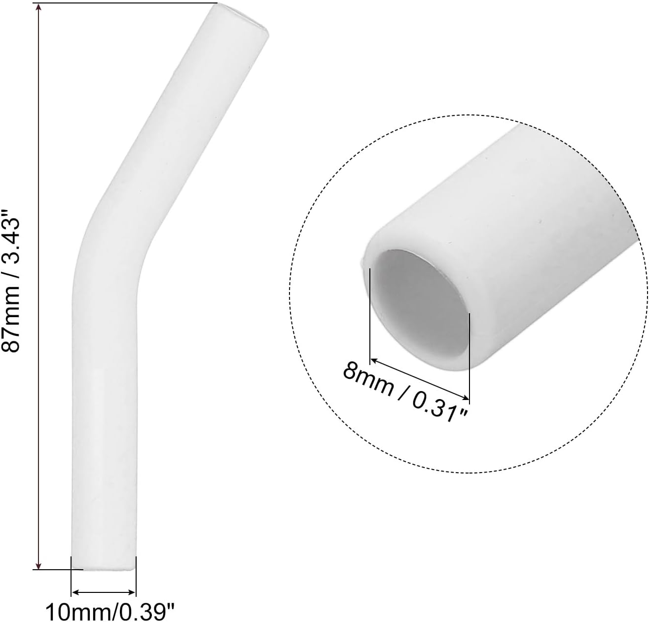 uxcell 6Pcs Silicone Straw Tips, Silicone Straw Elbows Tip, Soft Reusable Metal Straw Covers Fit for 8mm/0.31" OD Stainless Steel Straws, White