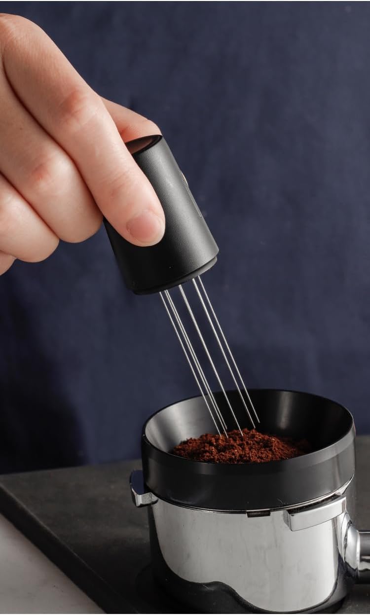 Modern Coffee WDT Espresso Distribution Tool, Geometric Design, Manual Adjustable, Black