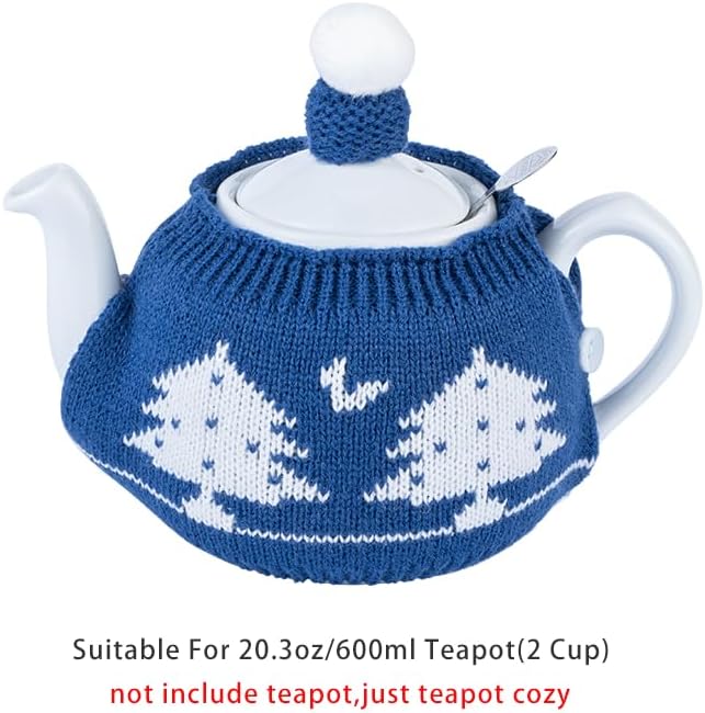 Tea Cozy Suitable for a 600ml,20oz Tea Pot,Teapot Warmer -100% Acrylic Fibers Filling,Two Piece (Blue Tree)