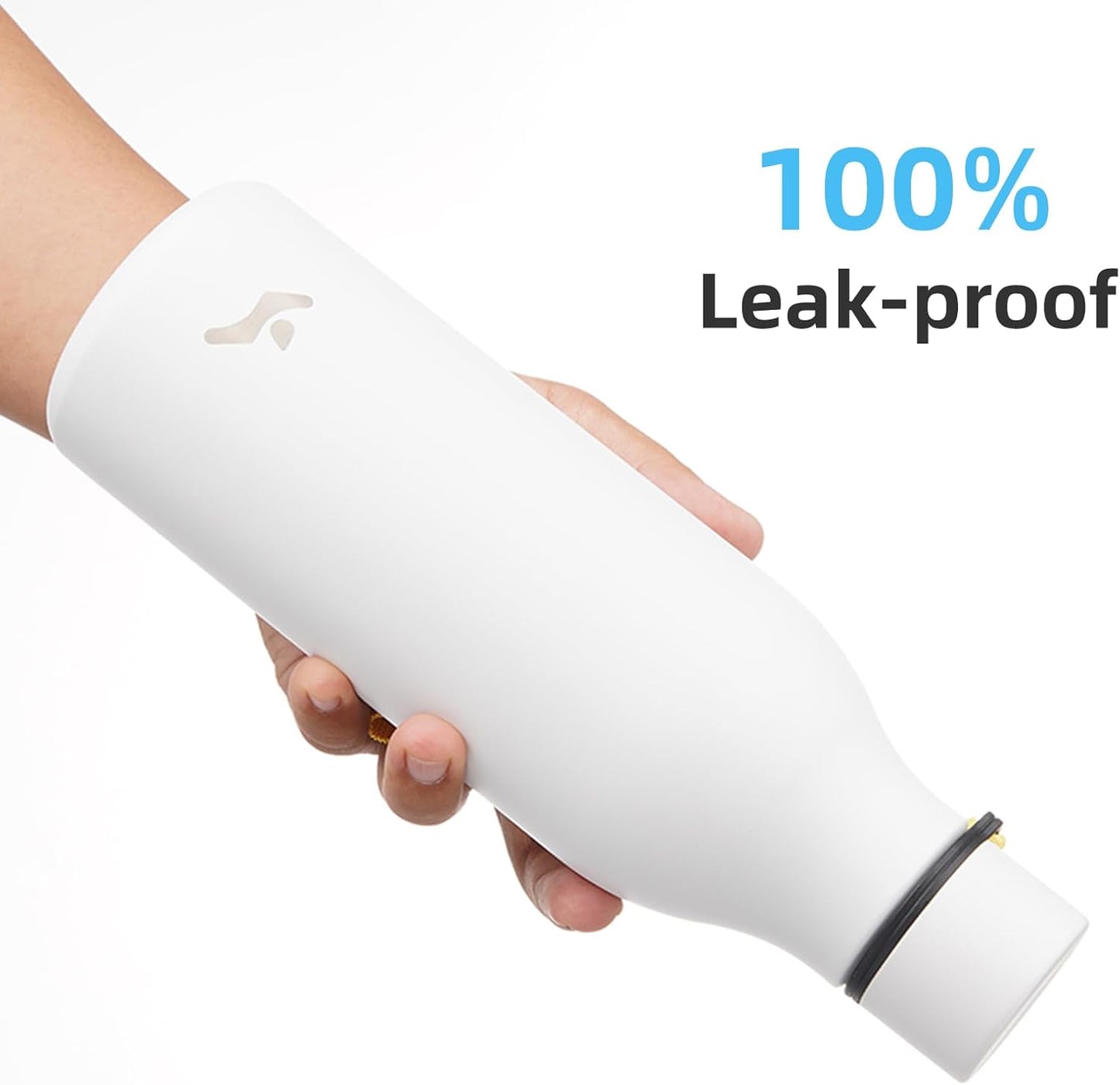 Insulated Water Bottle with Strap,18 oz Double Wall Stainless Steel Vacuum Bottles Metal Water Flask,White