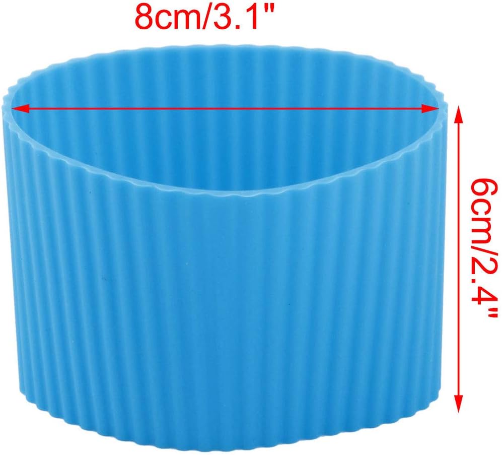 uxcell Silicone Nonslip Glass Bottle Mug Cup Sleeve Protector Cover Blue