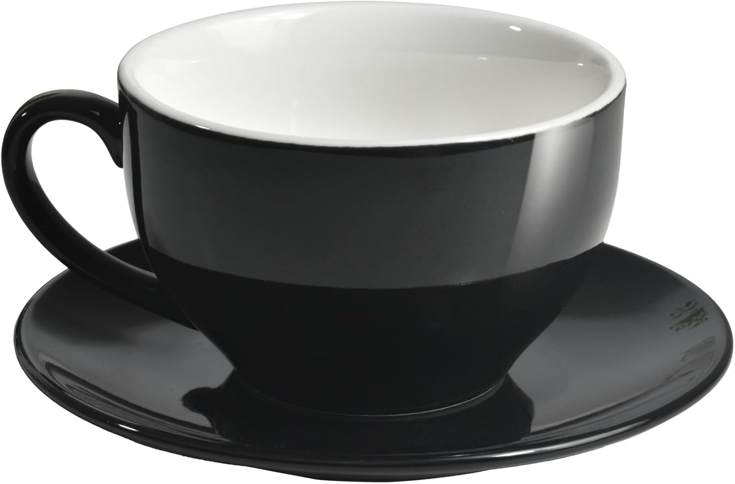 Porcelain Coffee Cup with Saucer 220ml/7.3oz for Cappuccino, Latte, and Tea, Black