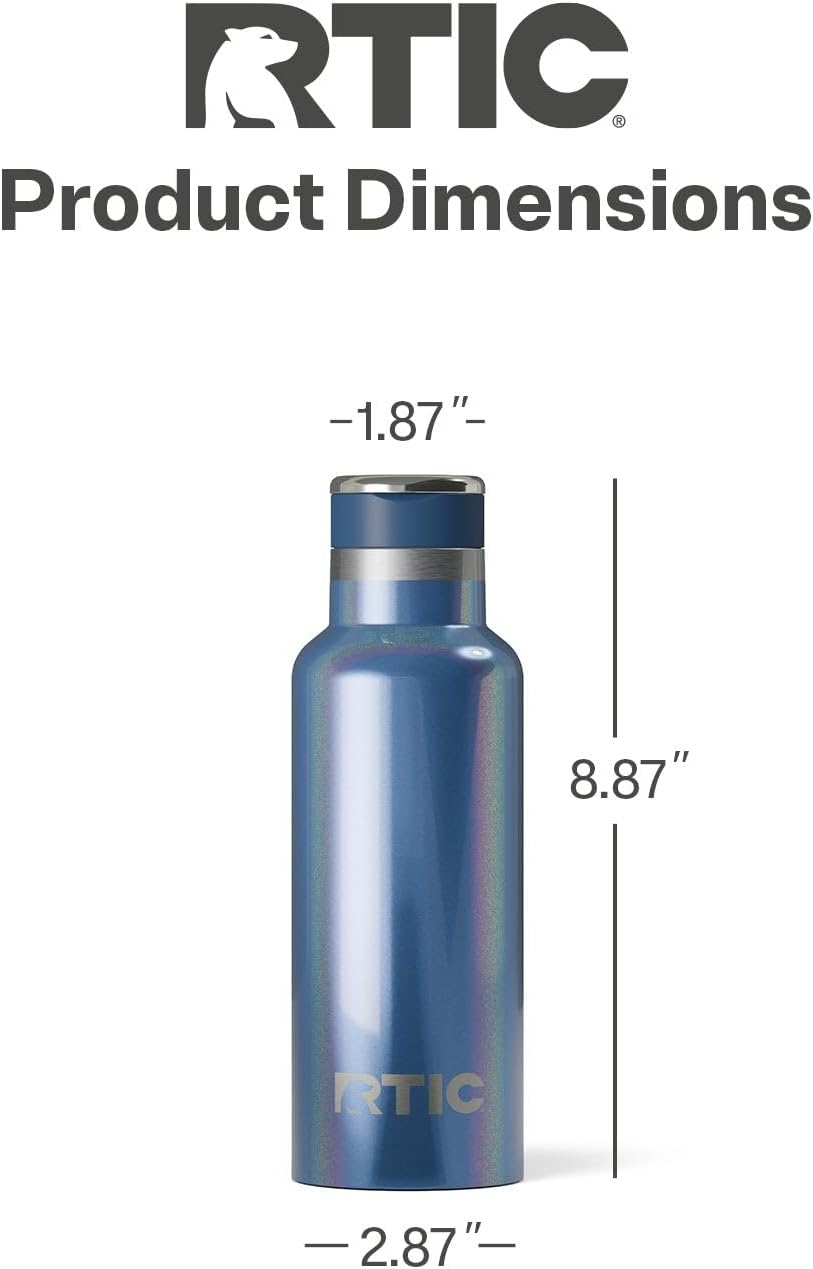 RTIC 16oz Journey Bottle Metal Stainless Steel Vacuum Insulated, BPA Free, Reusable, for Water, Hot and Cold Drinks, Travel, Sports, Camping, Pond Glitter