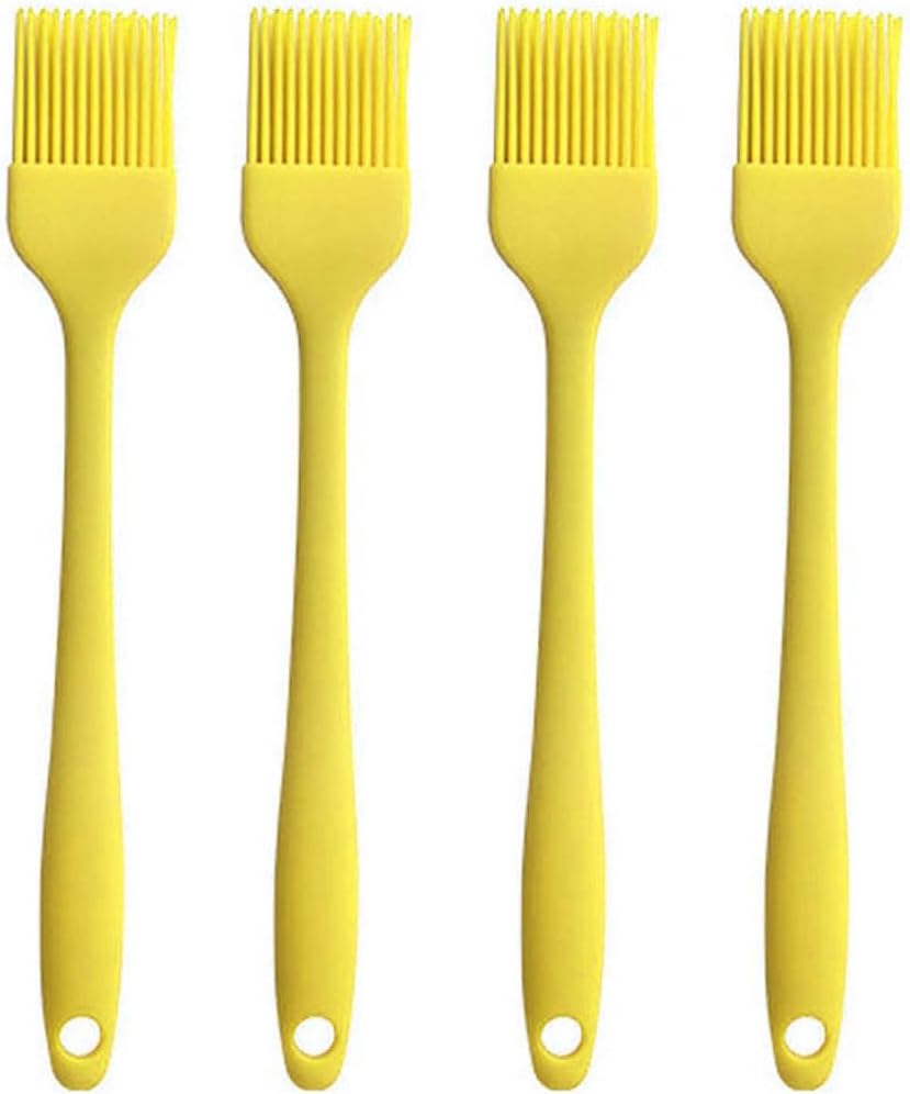 Silicone brush, Oil Brush for BBQ Kitchen Cooking Baking and Grilling (4 PCS,yellow)