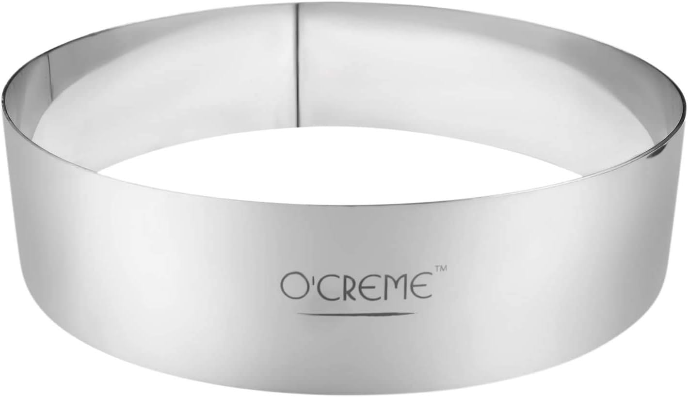 O'Creme Cake Ring Sturdy Stainless Steel Round Mousse Cake Ring Mold for Baking, Dessert Cake Decorating Pastry Rings 10 Inch Diameter x 2-1/2 Inch High