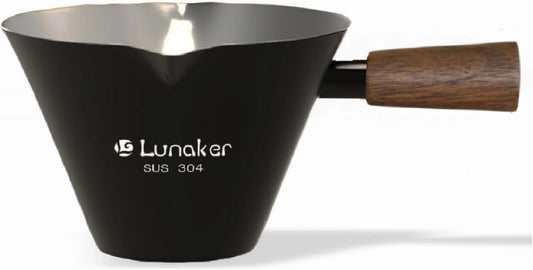 Stainless Steel Espresso Cup - Espresso Shot Cup with Wooden Handle -Measuring Cup with Double Spouts - 4.1OZ/120ML, Black