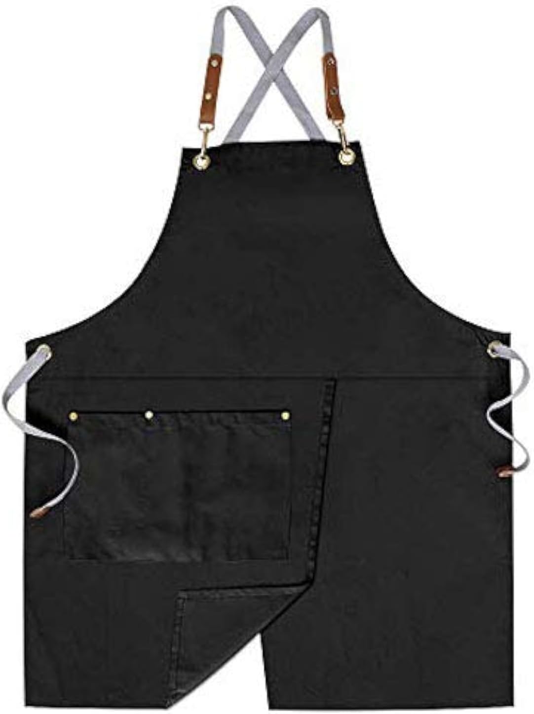 Mignongirl Crossback Apron with Pockets x2,Split Apron with Adjustable Straps,M-XXL