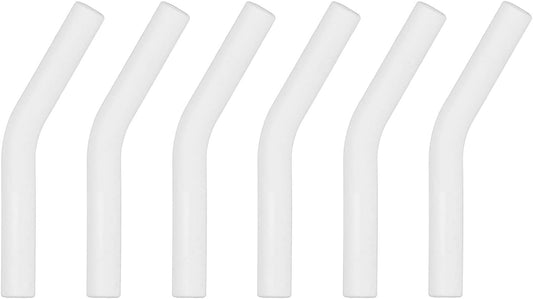 uxcell 6Pcs Silicone Straw Tips, Silicone Straw Elbows Tip, Soft Reusable Metal Straw Covers Fit for 8mm/0.31" OD Stainless Steel Straws, White