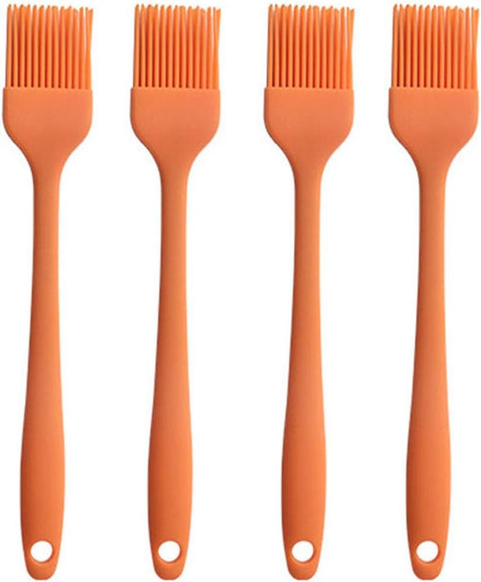 Silicone brush, Oil Brush for BBQ Kitchen Cooking Baking and Grilling (4 PCS,orange)