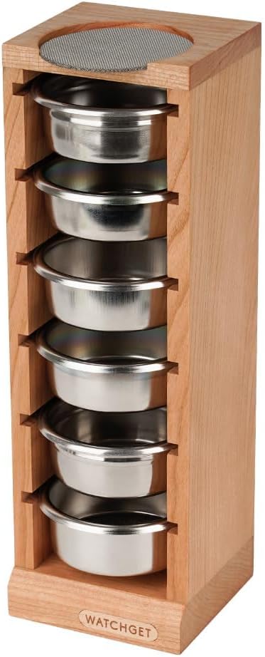 watchget Espresso Filter Basket Stand Portafilter Filter Basket Holder Rack Wooden Espresso Portafilter Precision Basket Storage Stand for 58mm Espresso Machines and Coffee Puck Screen (Cherry Wood)