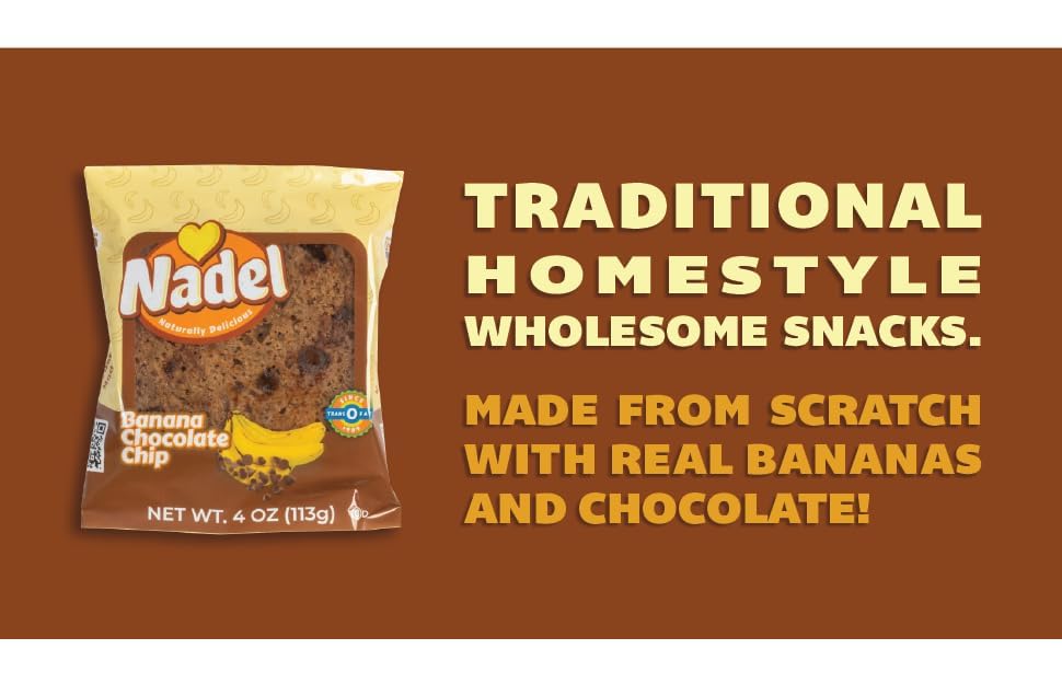 Nadel - Naturally Delicious Sweet Breads Variety Pack (Banana Chocolate Chip, Vanilla Pound Cake, Apple Spice, Pumpkin Spice). (24 Pack, 6 Breads Per Flavor)