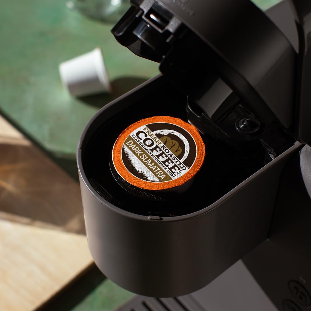 Fresh Roasted Coffee, Dark Sumatra Mandheling | 100% Single Origin | Dark Roast, 96 Pods for K Cup Brewers