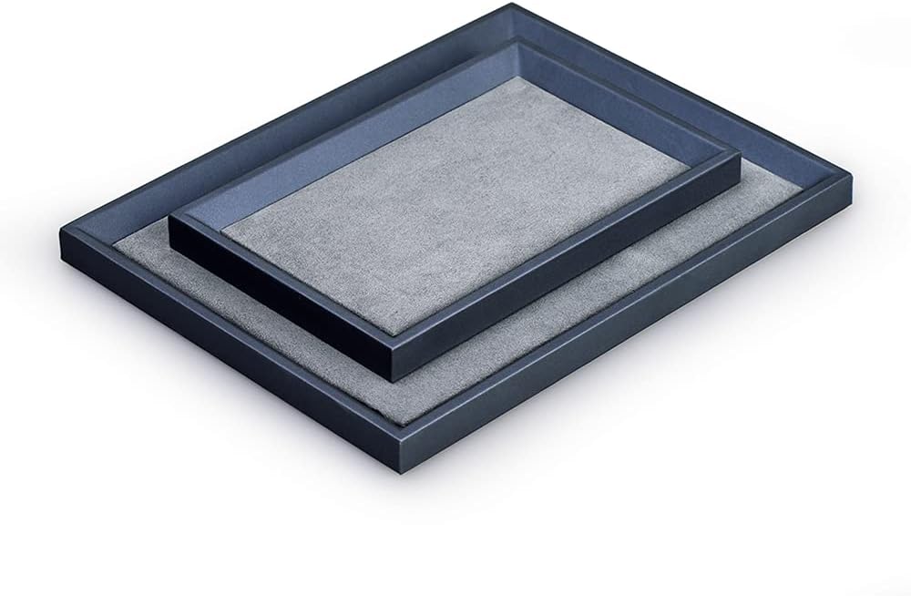 Oirlv Premium Leather Flat Jewelry Tray Jewelry Display Organizer,Valet Tray for Nightstand or Dresser Organizer(Small)