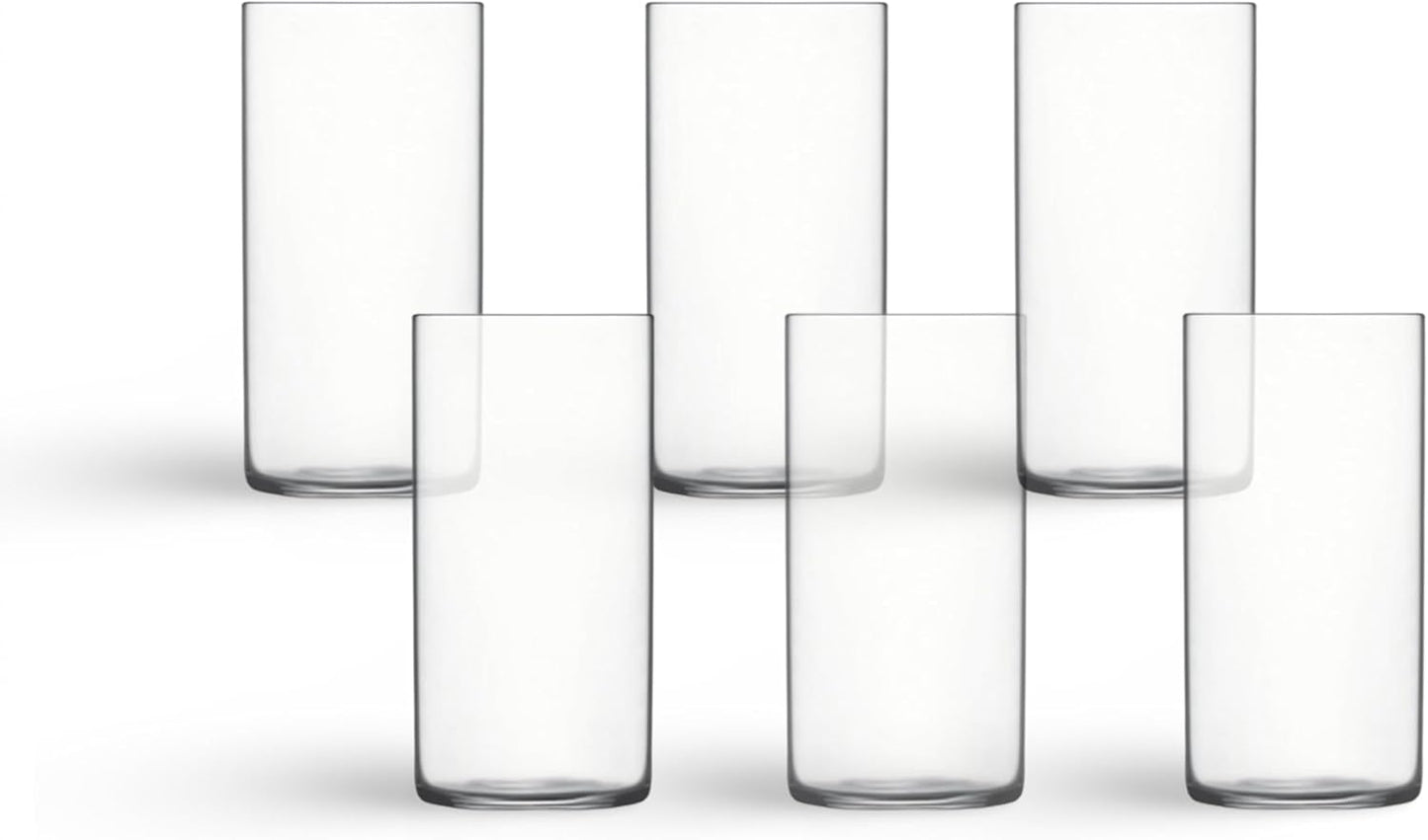 Luigi Bormioli Top Class 11.75 oz Highball Glasses, Set of 6 - Italian Tall Drinking Glasses for Cocktails, Water, Juice - Durable Lead-Free Crystal Drinkware with Reinforced Rims, Modern Glassware