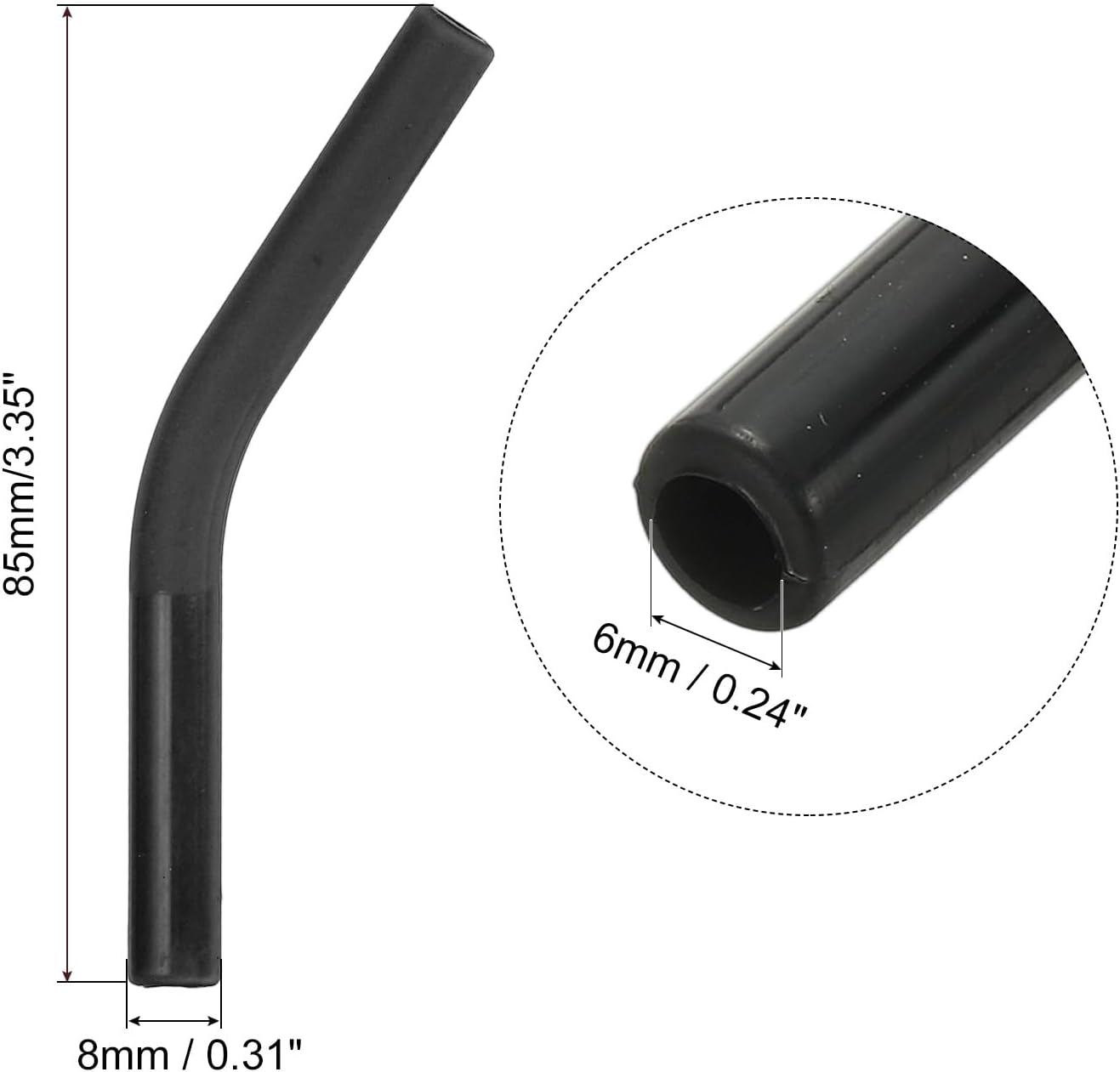 uxcell 6Pcs Silicone Straw Tips, Silicone Straw Elbows Tip, Soft Reusable Metal Straw Covers Fit for 6mm/0.24" OD Stainless Steel Straws, Black