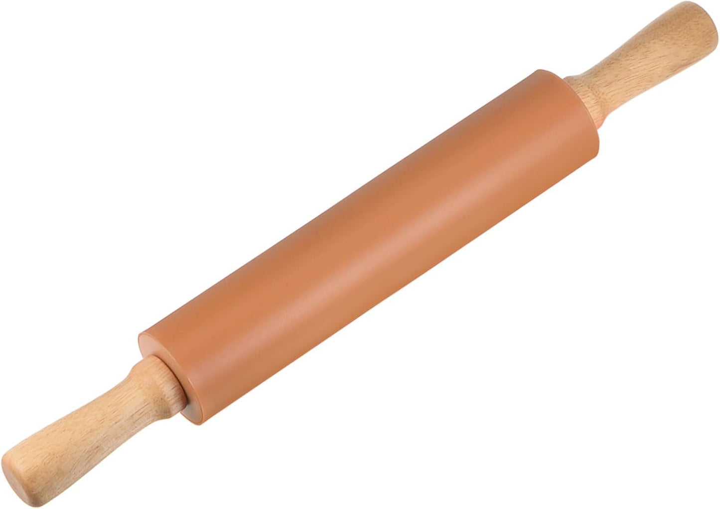 HARFINGTON Silicone Rolling Pins for Baking 17 Inch Wooden Handle Non Stick Rolling Pin Small Roller Playdough Rolling Pins for Dough Pizza Pastry Fondant Kitchen, Brown
