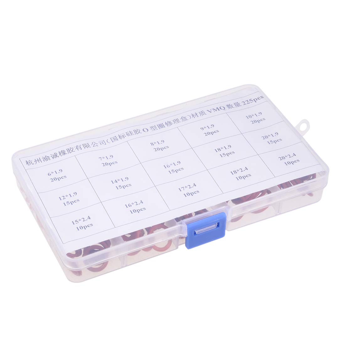 uxcell Silicone Rubber O-Ring Assortment Kit 225 Pieces 15 Sizes Metric VMQ Sealing Gasket Set, Red