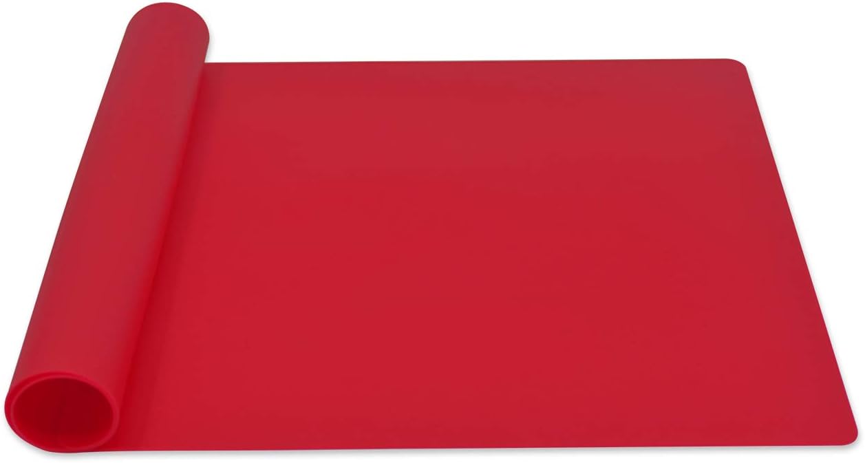 Silicone Placemats, Food-Grade Non-Slip Waterproof, Dining, Stain Resistant, Countertop Protector, Kitchen Counter Mat, Heat Resistant, Baking mat Dishwasher Safe (23.6"×15.7"-1pack, Red)