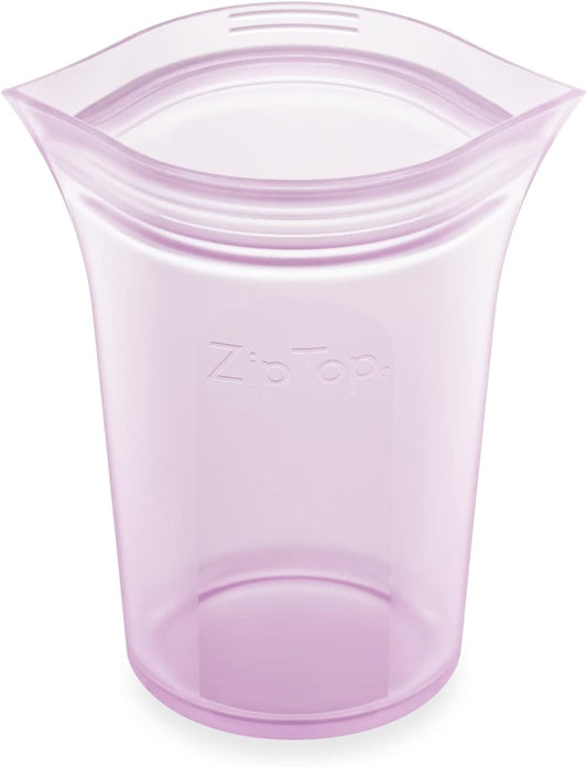 Zip Top Reusable Food Storage Bags | Small Cup [Lavender] | Silicone Meal Prep Container | Microwave, Dishwasher and Freezer Safe | Made in the USA