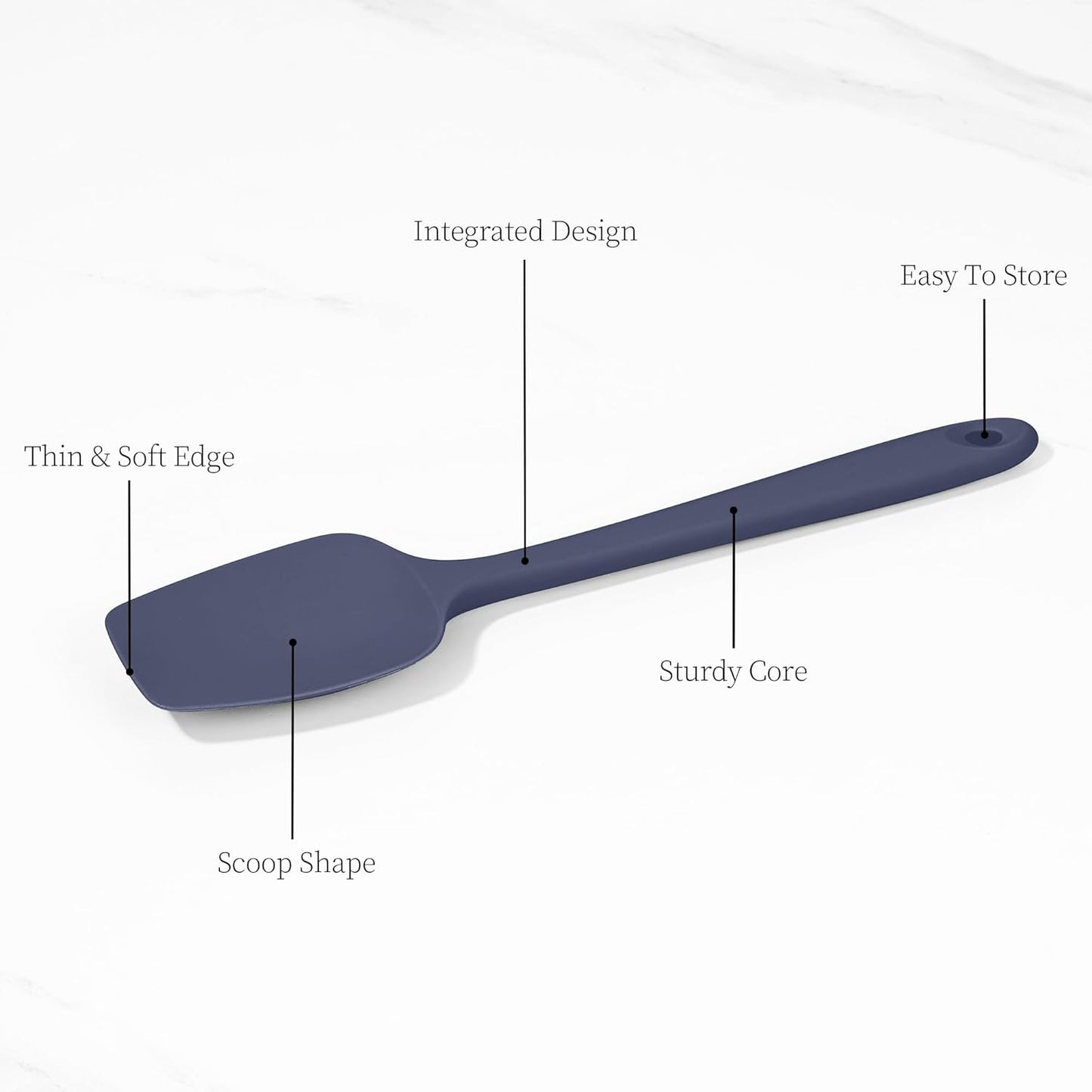 600ºF Heat Resistant Spatulas, High Heat Food Safe Semless Kitchen Silicone Scraper Set for Cooking Baking Mixing Scraping Stirring Nonstick Cookware Pan Bowl (3Pcs,Midniaht Blue)