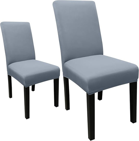 JQinHome Dining Chair Covers Dining Room Chair Slipcovers, 2 Pack High Stretch Removable Washable Parsons Chair Slipcover for Home Party Hotel Wedding Ceremony (Light Grey)