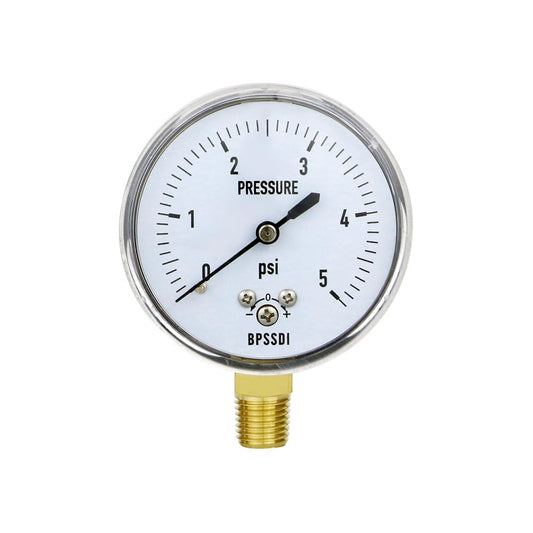 0-5 Psi Low Pressure Gauge, Capsule Gauge, 304 Stainless Steel Case, 2.5" Dial Size, 1/4" NPT Lower Mount, Zero Adjustment, for Air Water Gas Pressure Test