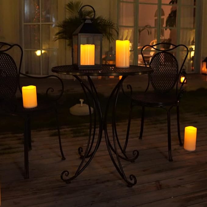 Homemory 6" x 4" Large Waterproof Outdoor Flameless Candles with Remote Control and Timer, Battery Operated Flickering LED Pillar Candles for Indoor Outdoor Lanterns, Porch, Long Lasting, Set of 2
