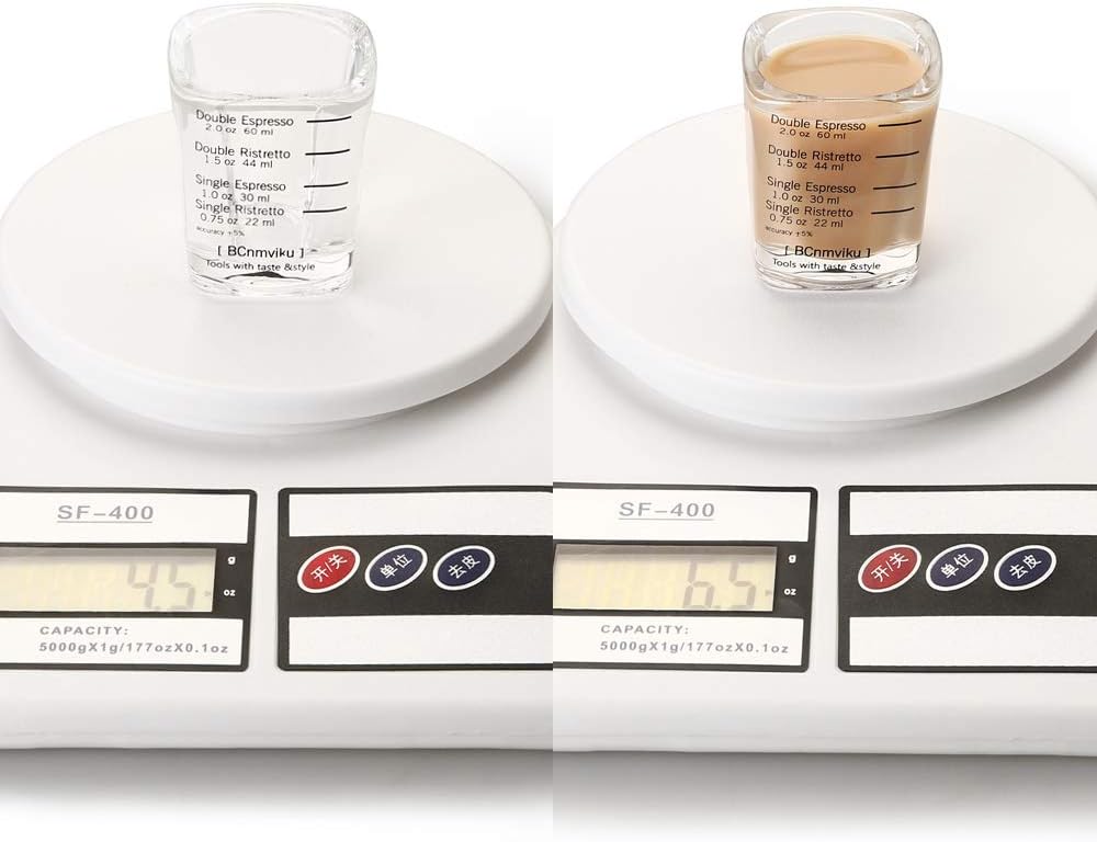 Espresso Shot Glass Liquid Heavy Sturdy Glass Shot Glasses Measuring cup Wine Glass 6 Pack 2oz/60ml By BCnmviku (Sturdy 6Pack)