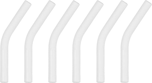 uxcell 6Pcs Silicone Straw Tips, Silicone Straw Elbows Tip, Soft Reusable Metal Straw Covers Fit for 6mm/0.24" OD Stainless Steel Straws, White