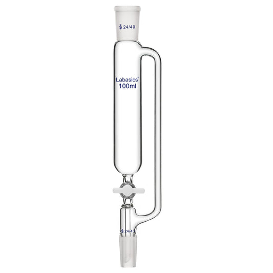Labasics 100 ml Pressure Equalizing Addition Funnel, Borosilicate Glass Dropping Funnel 24/40 Joint with PTFE Stopcock for Laboratory