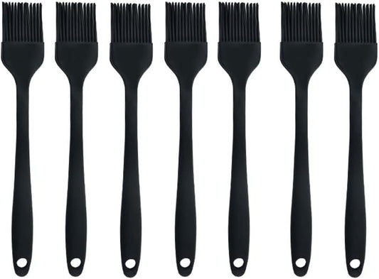 Silicone brush， BBQ/Pastry Basting Brushes,Silicone Cooking Grill Barbecue Baking Pastry Oil/Honey/Sauce Brush (7 PCS,black)