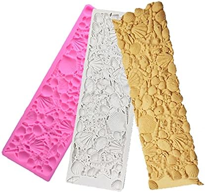 Cestony Sea Theme Shell Conch Fondant Silicone Mold Cake Border Brim Decor Sugarcraft Decorating Moulds for DIY Cake Fondant Biscuit Cookies Sugar Pudding Chocolate Hard Candies Dessert Decor