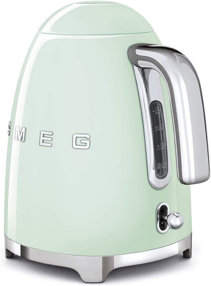SMEG 50's Retro Style Electric Water Kettle with Automatic Shutoff, Removable Base, and Water Indicator, KLF03PBUS, Pastel Green