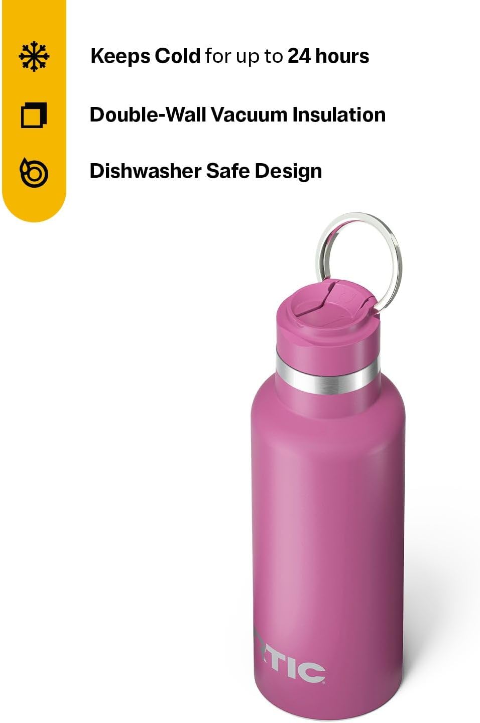 RTIC 16oz Journey Bottle Metal Stainless Steel Vacuum Insulated, BPA Free, Reusable, for Water, Hot and Cold Drinks, Travel, Sports, Camping, Orchid