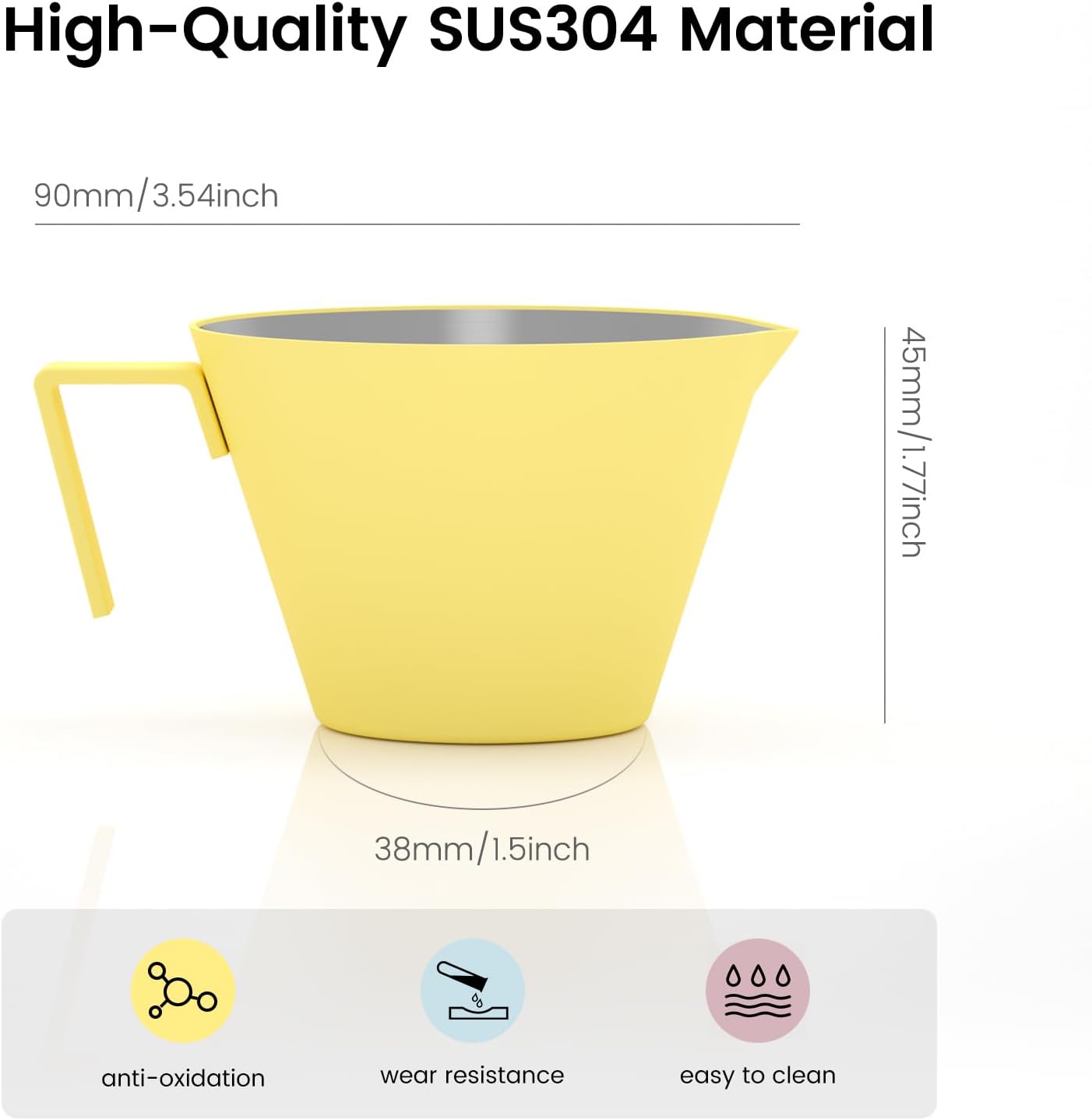 MHW-3BOMBER Espresso Measuring Cup with 3 oz Sauce Cup Espresso Shot Cup Stainless Steel Pouring Cup for Tomato Sauce|Steak Sauce|Desserts|Beverages| (Yellow) G5740-OS