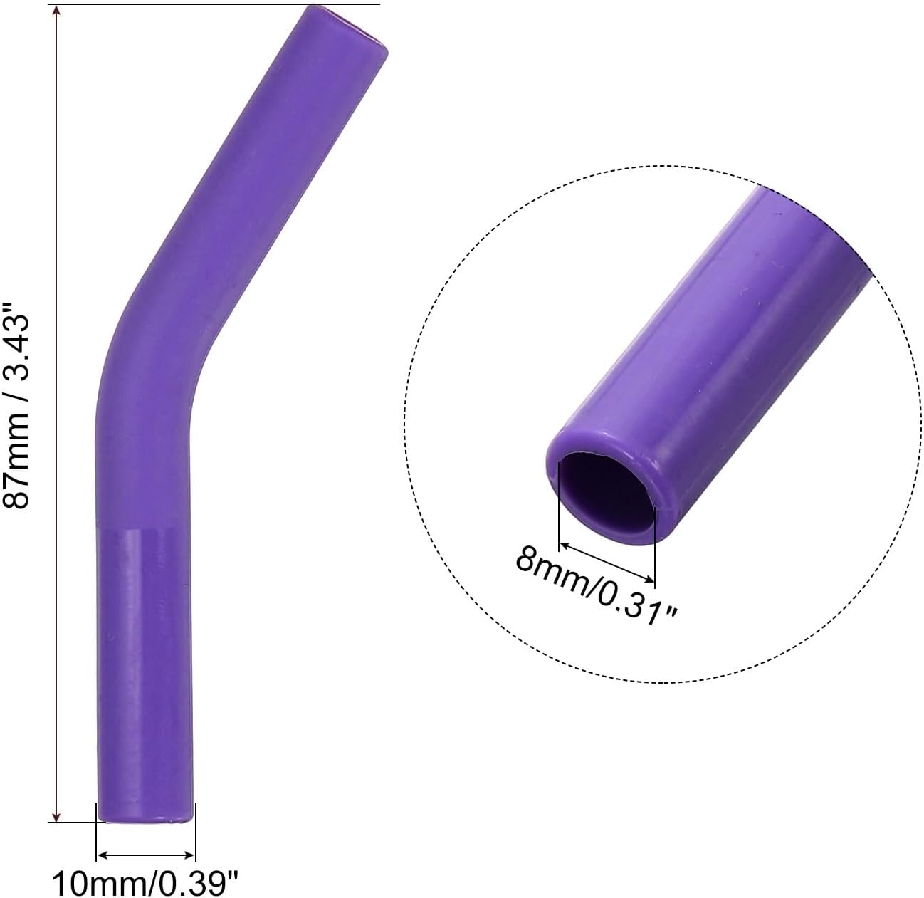 uxcell 6Pcs Silicone Straw Tips, Silicone Straw Elbows Tip, Soft Reusable Metal Straw Covers Fit for 8mm/0.31" OD Stainless Steel Straws, Purple