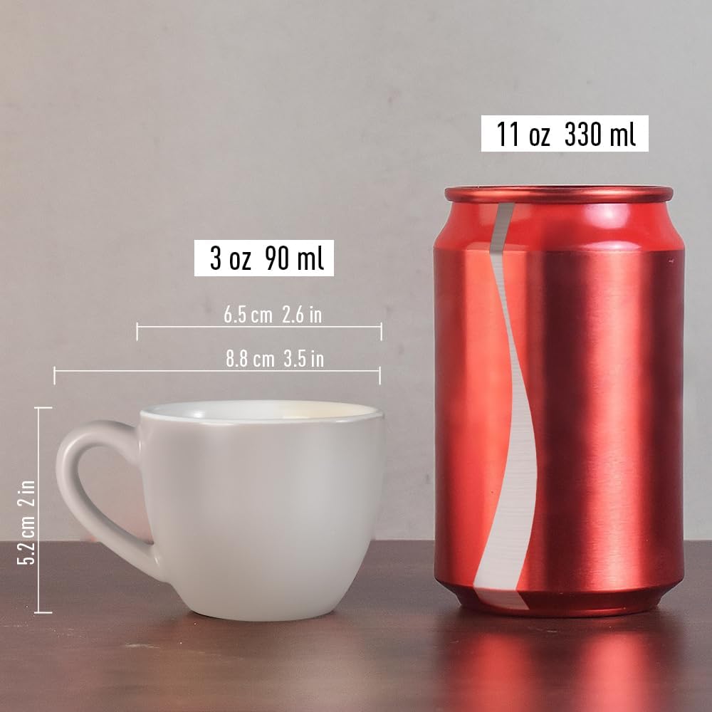 homEdge Mini Procelain Espresso Cup, 3 Ounces / 90 ml Tiny Coffee Mugs Demitasse for Espresso, Tea- Set of 6, Light Gray