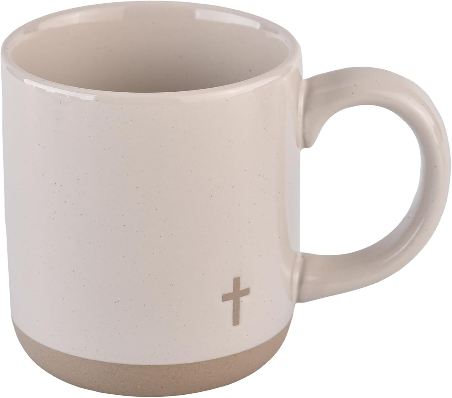Sweet Water Decor Cross - Bottom Corner Stoneware Coffee Mugs - 14oz Cute Coffee Mugs for Hot & Cold Drinks - Dishwasher & Microwave Safe - Christian Gifts for Women and Men - Ideal Espresso Mugs
