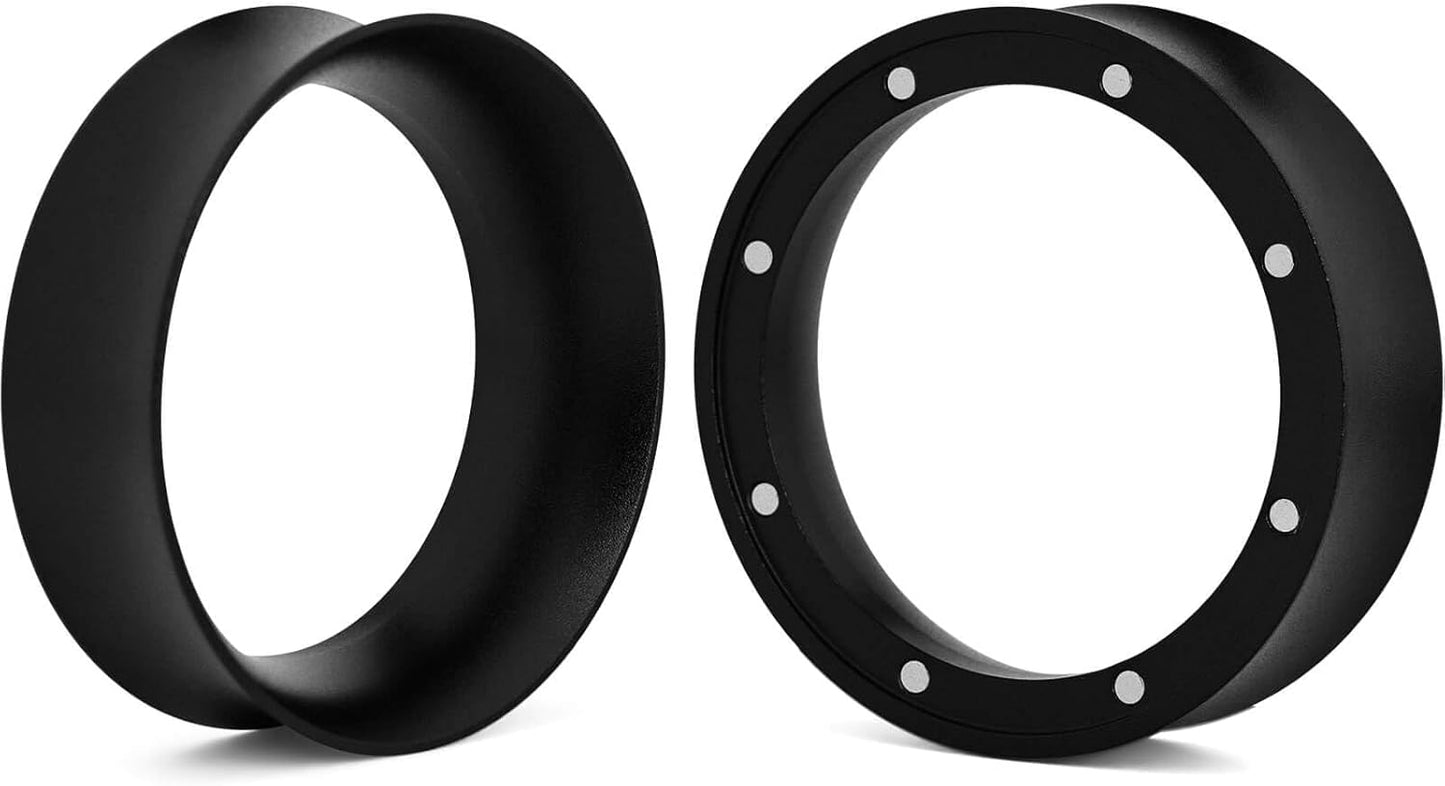 54mm Magnetic Dosing Funnel and Puck Screen Set - Espresso Coffee Dosing Ring - 19mm Anodized Aluminum with 8 Neodymium Magnets Fits 54mm Breville Portafilter (Black)