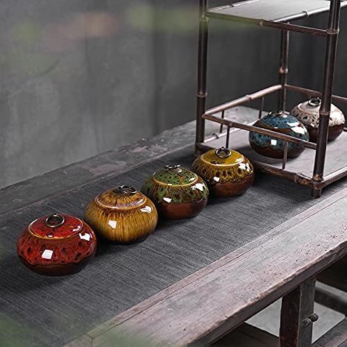 Ceramic Storage Jars, Exquisite Glaze Food Canisters for Kitchen Spice Storage,Tea Caddy Storage,Coffee Jar,Condiment Jar with Seald Lid (Green B)