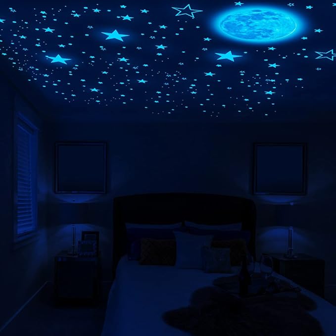 1049Pcs Glow in The Dark Stars and Moon for Ceiling, Wall Bedroom Chirldren's Room Stickers Decals Decor, Boys & Girls' Gifts