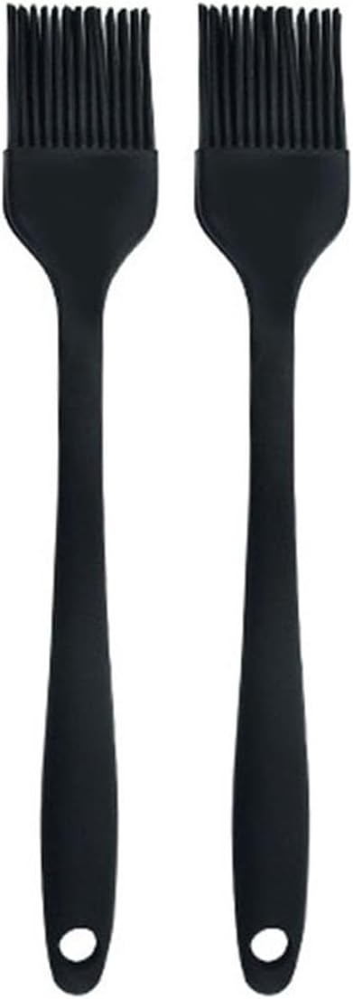 Silicone brush, Oil Brush for BBQ Kitchen Cooking Baking and Grilling (2 PCS,black)