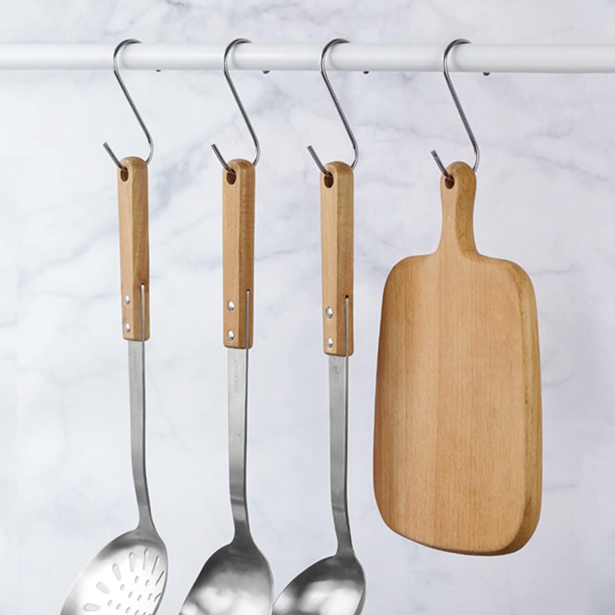 100-Pack Stainless Steel S Hooks - Heavy Duty, Reusable, Modern/Minimalist Design, Perfect for Kitchen, Closet, Bathroom, Rack, Shelf, Holder, Garment, Coat, Towel, Plant, Tool